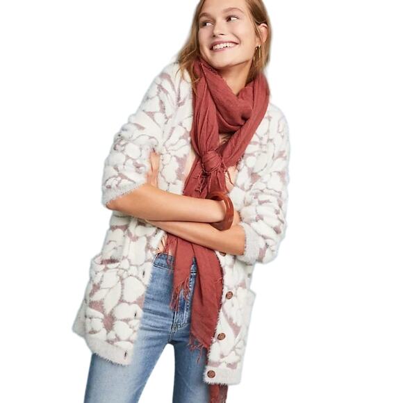 Anthropologie Meadow Rue Floral Eyelash Cardigan Sweater Women’s Size Small - Picture 1 of 8